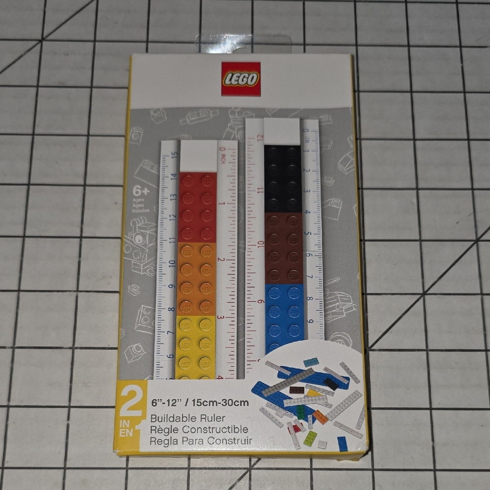 Lego Buildable‎ Ruler Set - Red, Yellow, Blue, Black, White - NIB